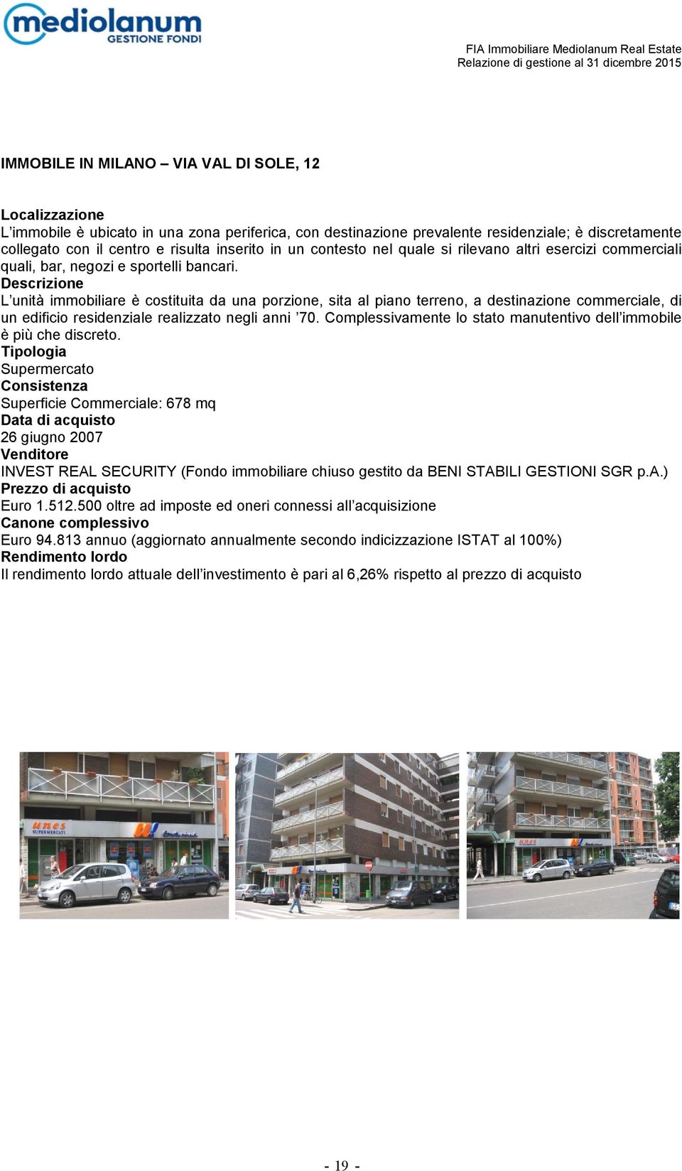 Descrizione L unità immobiliare è costituita da una porzione, sita al piano terreno, a destinazione commerciale, di un edificio residenziale realizzato negli anni 70.