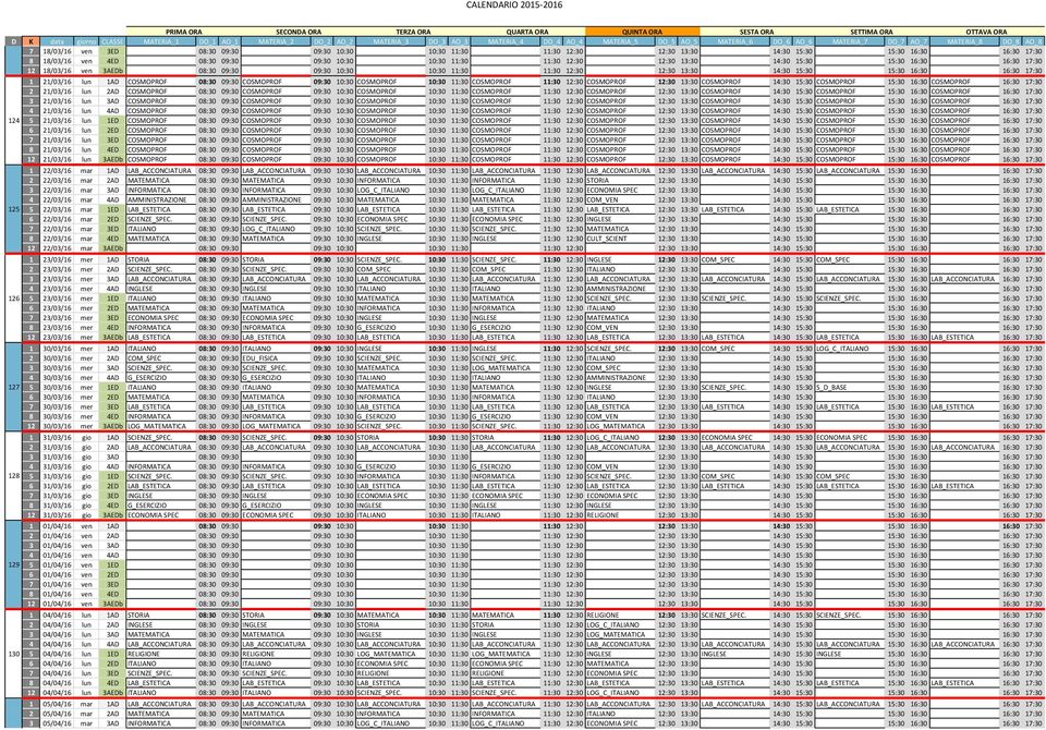 lun 1AD COSMOPROF 08:30 09:30 COSMOPROF 09:30 10:30 COSMOPROF 10:30 11:30 COSMOPROF 11:30 12:30 COSMOPROF 12:30 13:30 COSMOPROF 14:30 15:30 COSMOPROF 15:30 16:30 COSMOPROF 16:30 17:30 2 21/03/16 lun