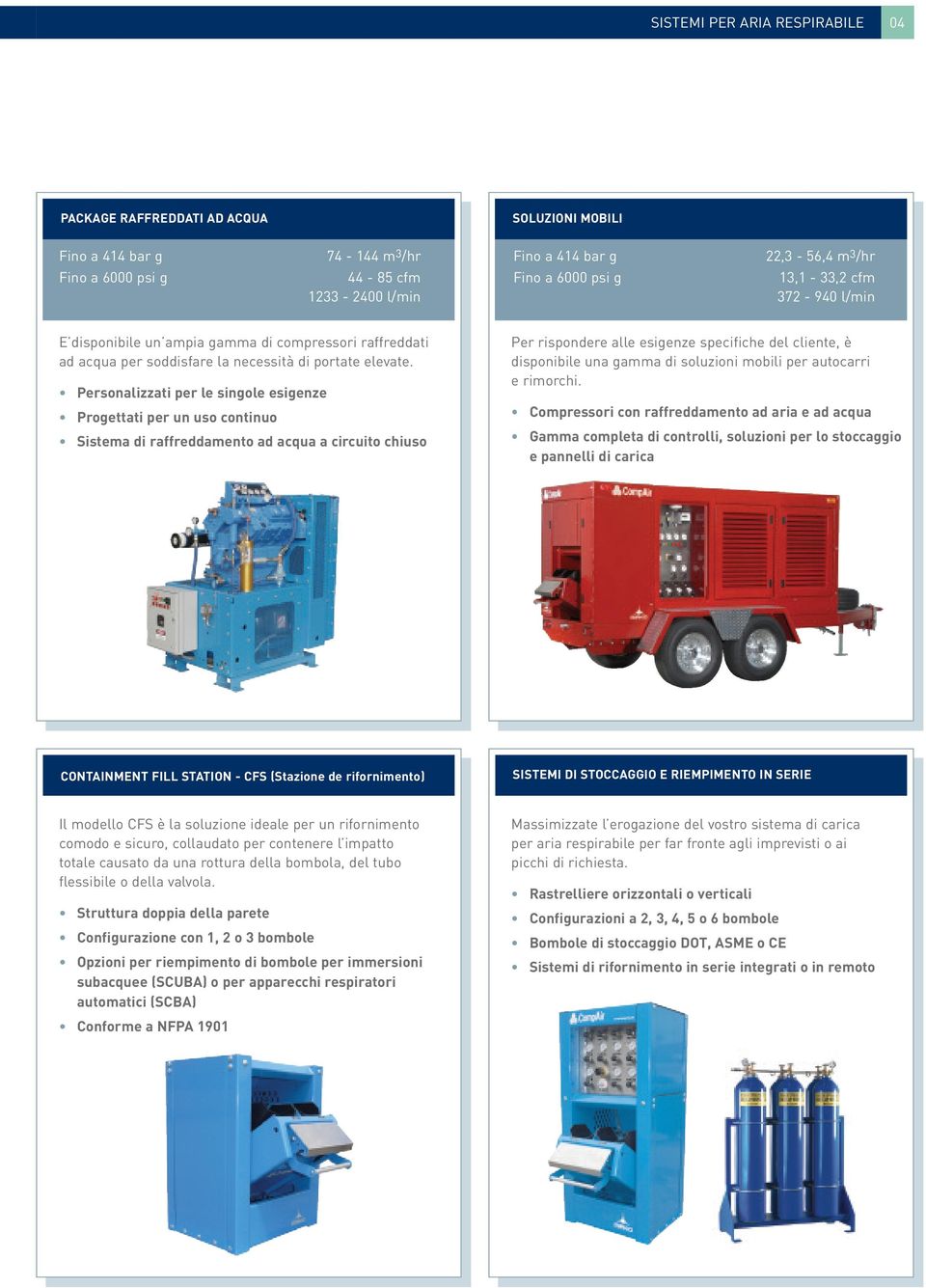 Personalizzati per le singole esigenze Progettati per un uso continuo Sistema di raffreddamento ad acqua a circuito chiuso Per rispondere alle esigenze specifiche del cliente, è disponibile una gamma