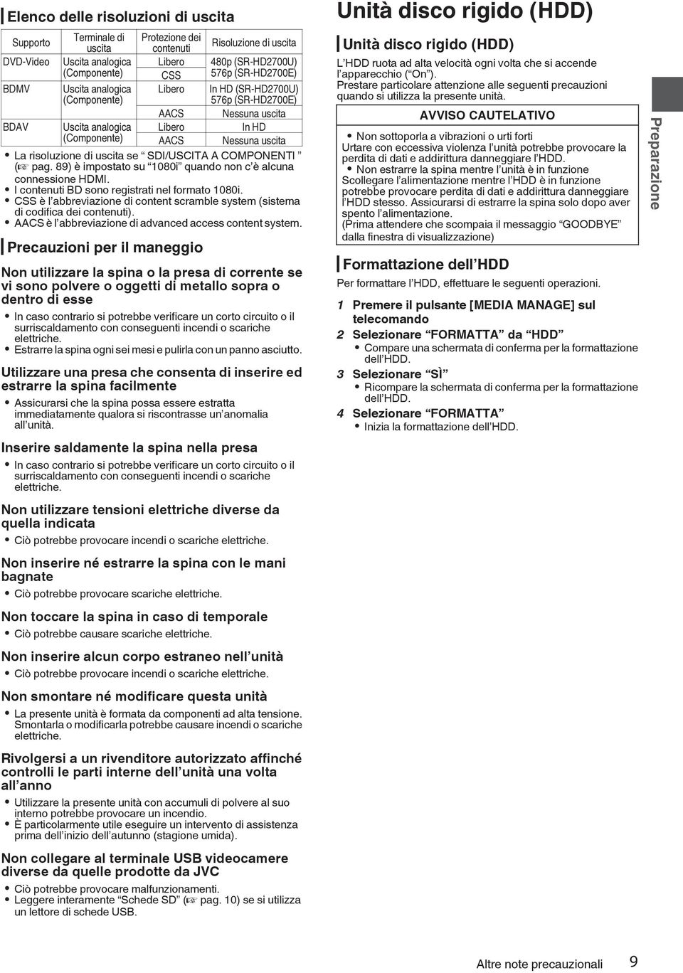 se SDI/USCITA A COMPONENTI (A pag 89) è impostato su 1080i quando non c è alcuna connessione HDMI 0 I contenuti BD sono registrati nel formato 1080i 0 CSS è l abbreviazione di content scramble system