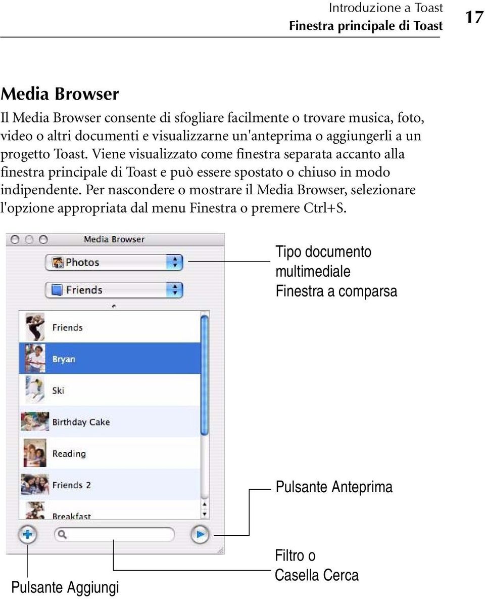 Viene visualizzato come finestra separata accanto alla finestra principale di Toast e può essere spostato o chiuso in modo indipendente.