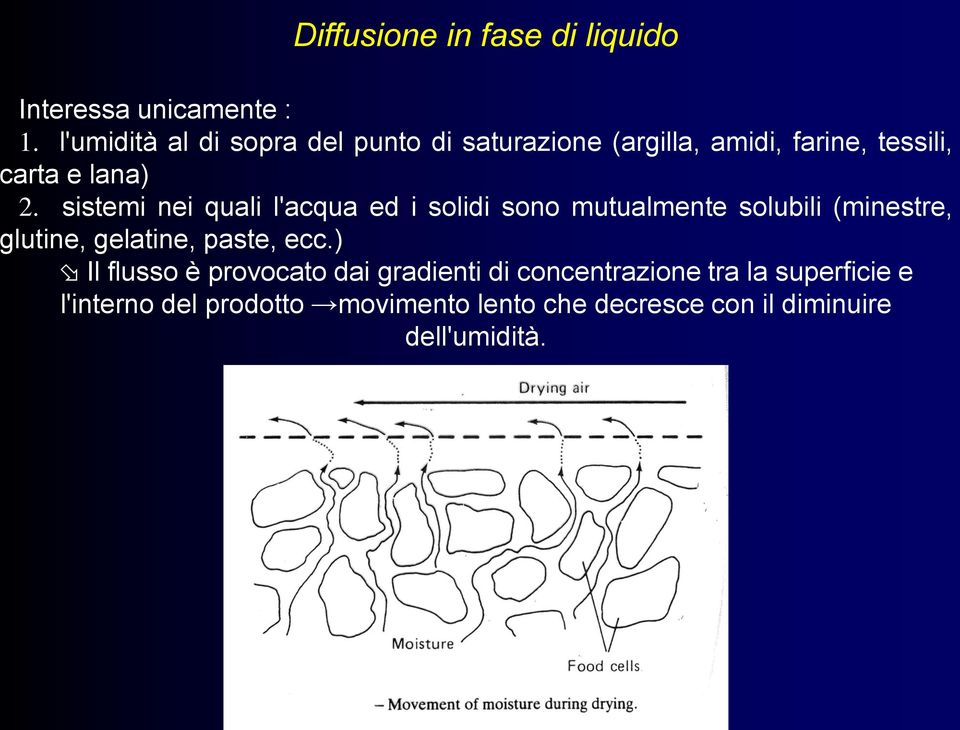 sistemi nei quali l'acqua ed i solidi sono mutualmente solubili (minestre, glutine, gelatine, paste, ecc.