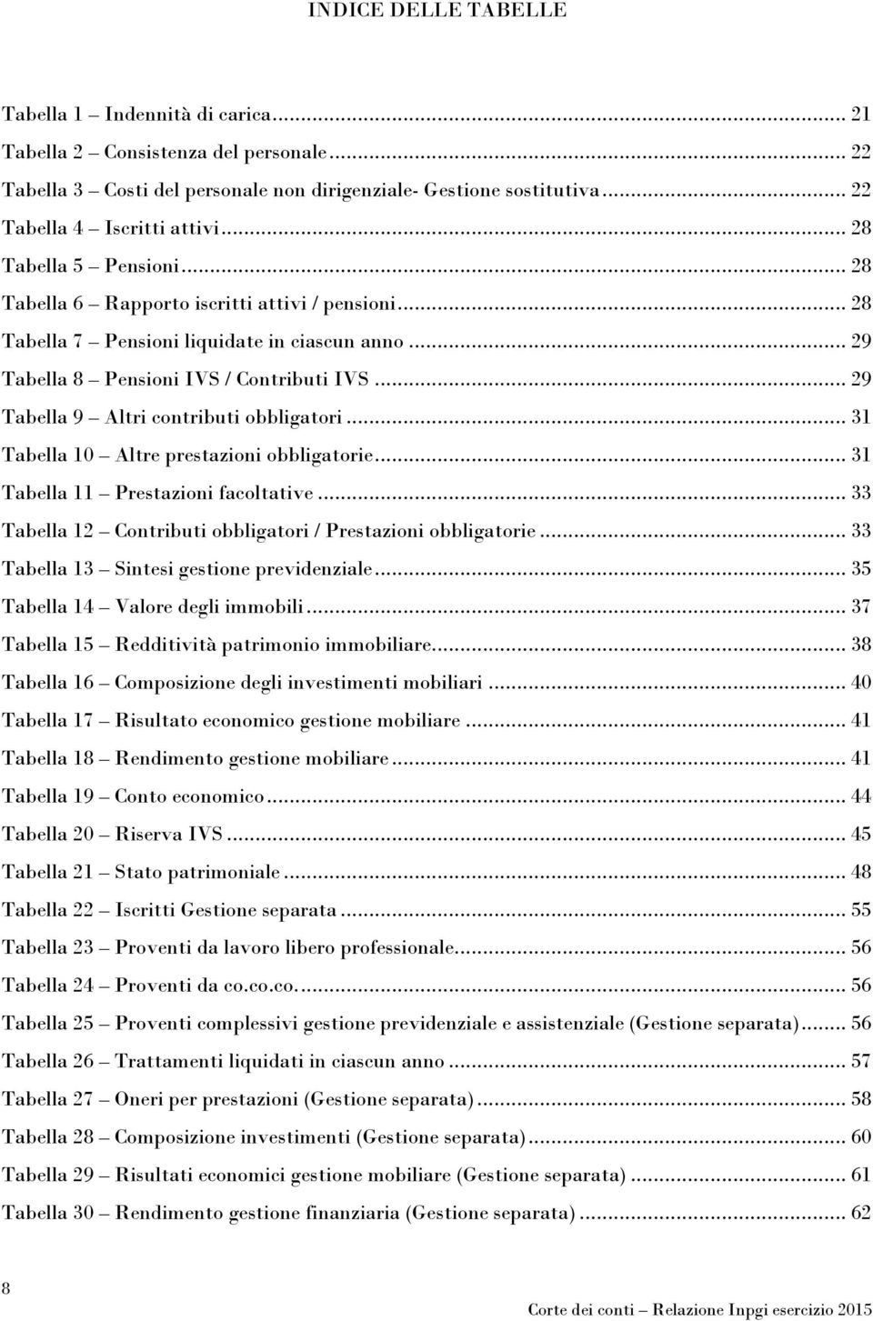 .. 29 Tabella 9 Altri contributi obbligatori... 31 Tabella 10 Altre prestazioni obbligatorie... 31 Tabella 11 Prestazioni facoltative... 33 Tabella 12 Contributi obbligatori / Prestazioni obbligatorie.