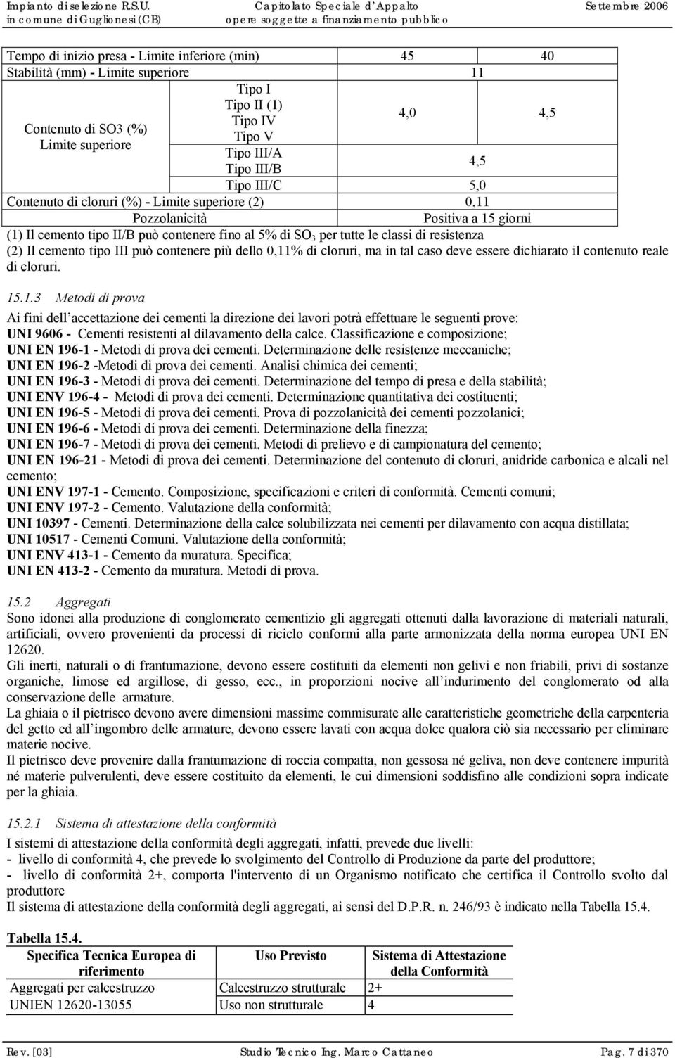 Il cemento tipo III può contenere più dello 0,11