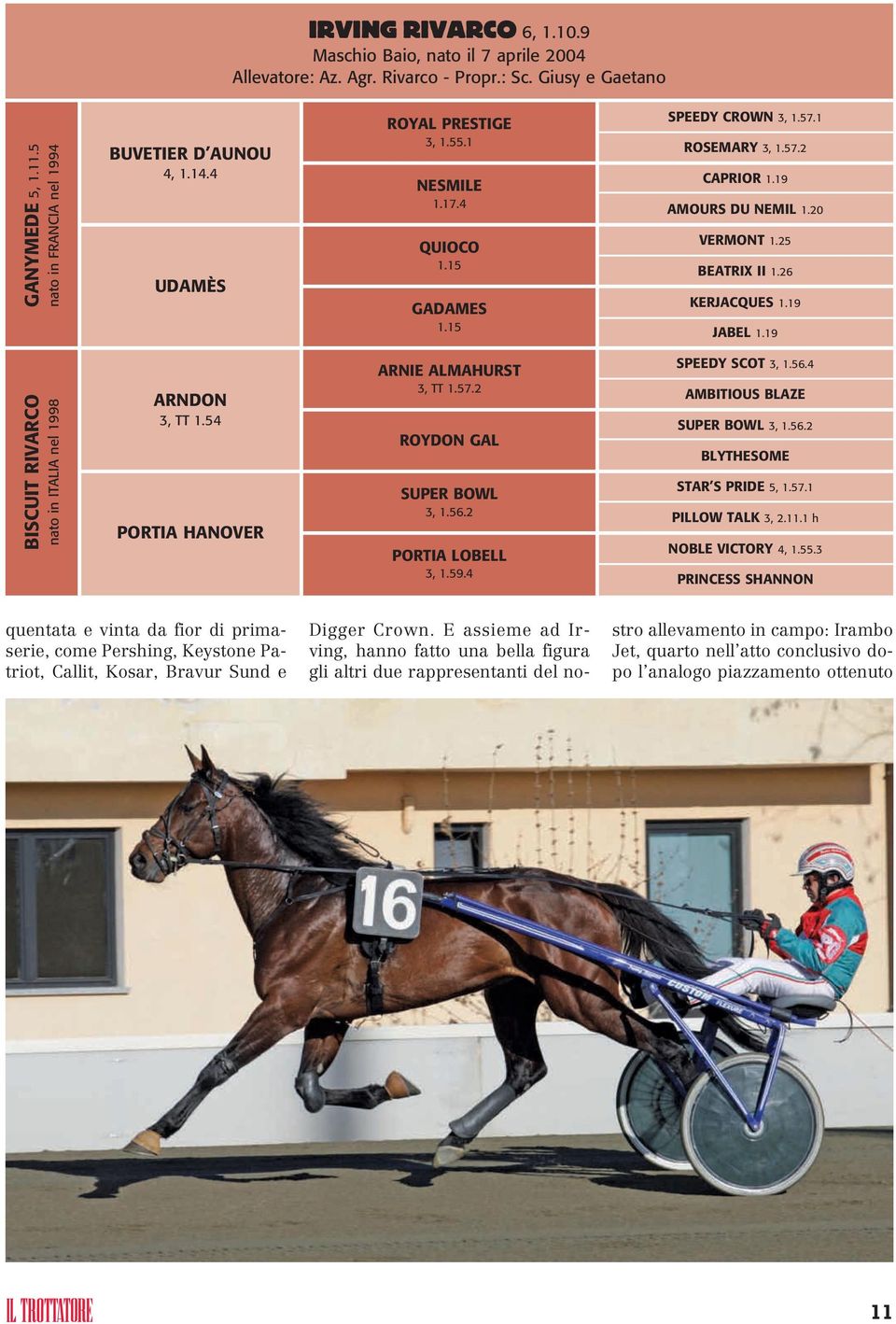 19 JABEL 1.19 BISCUIT RIVARCO nato in ITALIA nel 1998 ARNDON 3, TT 1.54 PORTIA HANOVER ARNIE ALMAHURST 3, TT 1.57.2 ROYDON GAL SUPER BOWL 3, 1.56.2 PORTIA LOBELL 3, 1.59.4 SPEEDY SCOT 3, 1.56.4 AMBITIOUS BLAZE SUPER BOWL 3, 1.