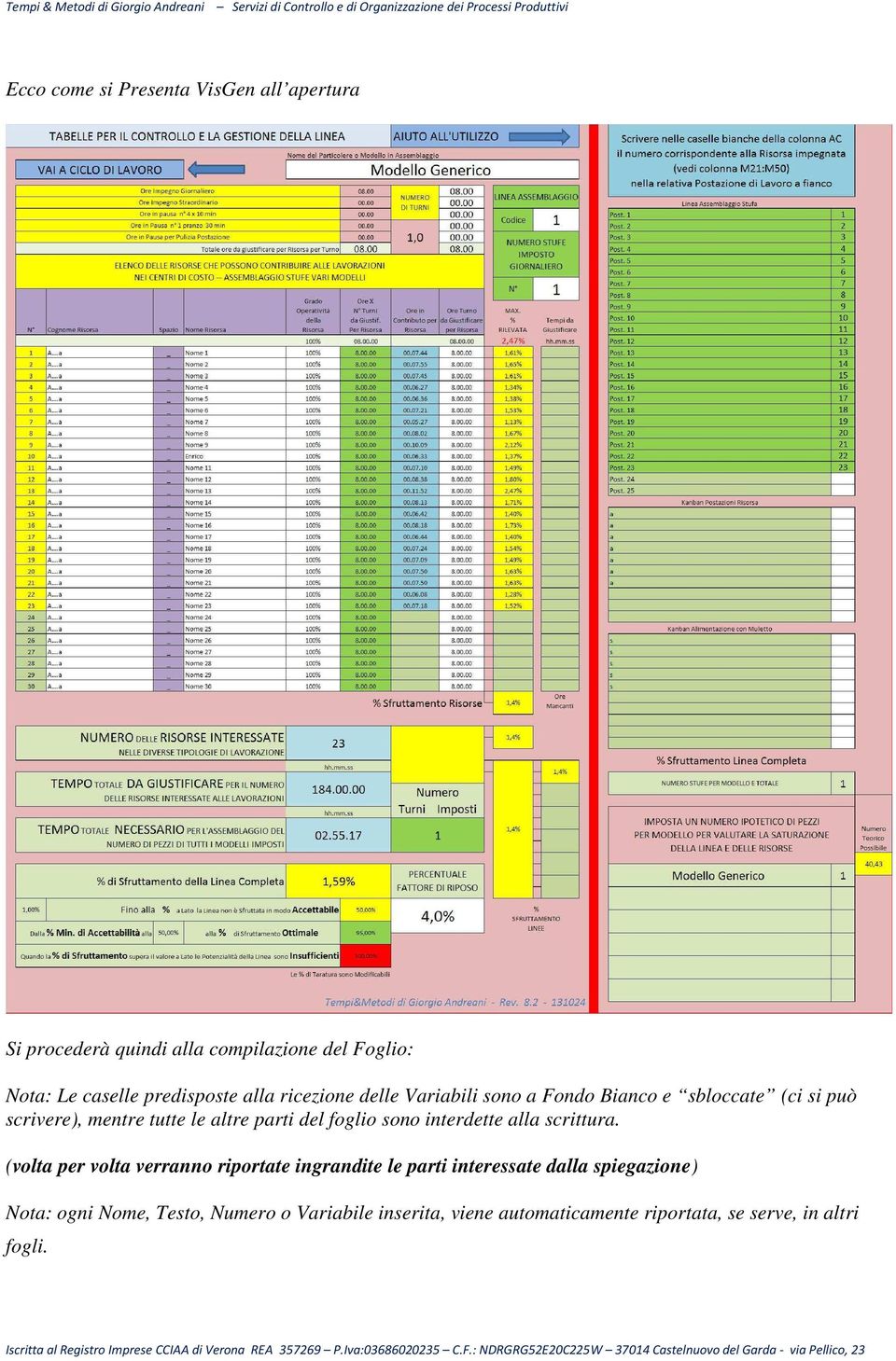 parti del foglio sono interdette alla scrittura.