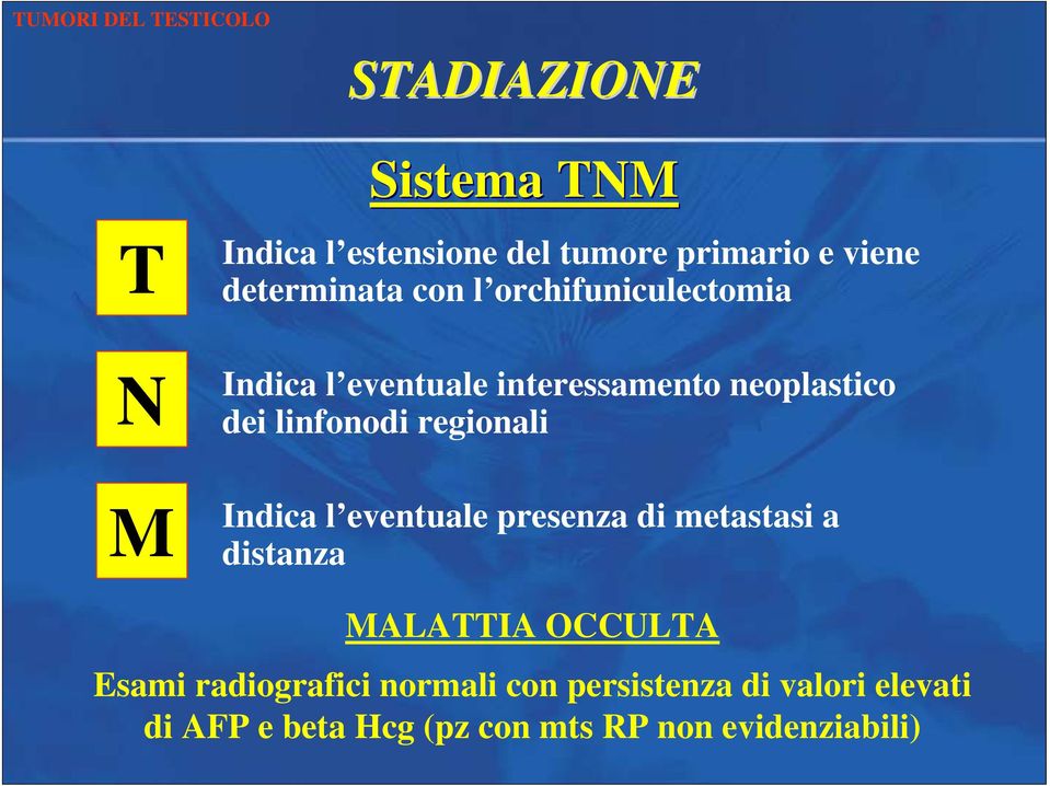 regionali Indica l eventuale presenza di metastasi a distanza MALATTIA OCCULTA Esami