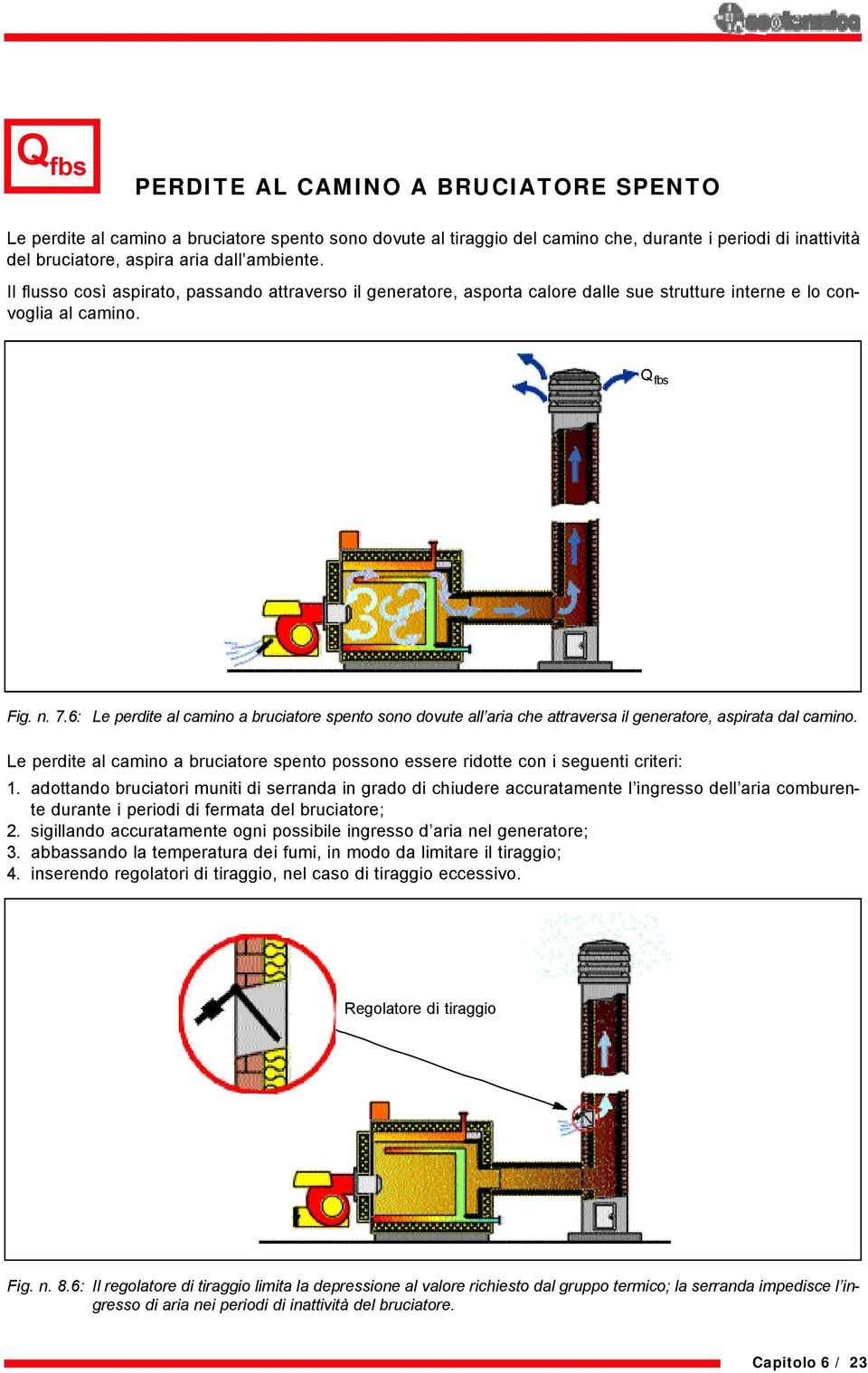 6: Le perdite al camino a bruciatore spento sono dovute all aria che attraversa il generatore, aspirata dal camino.