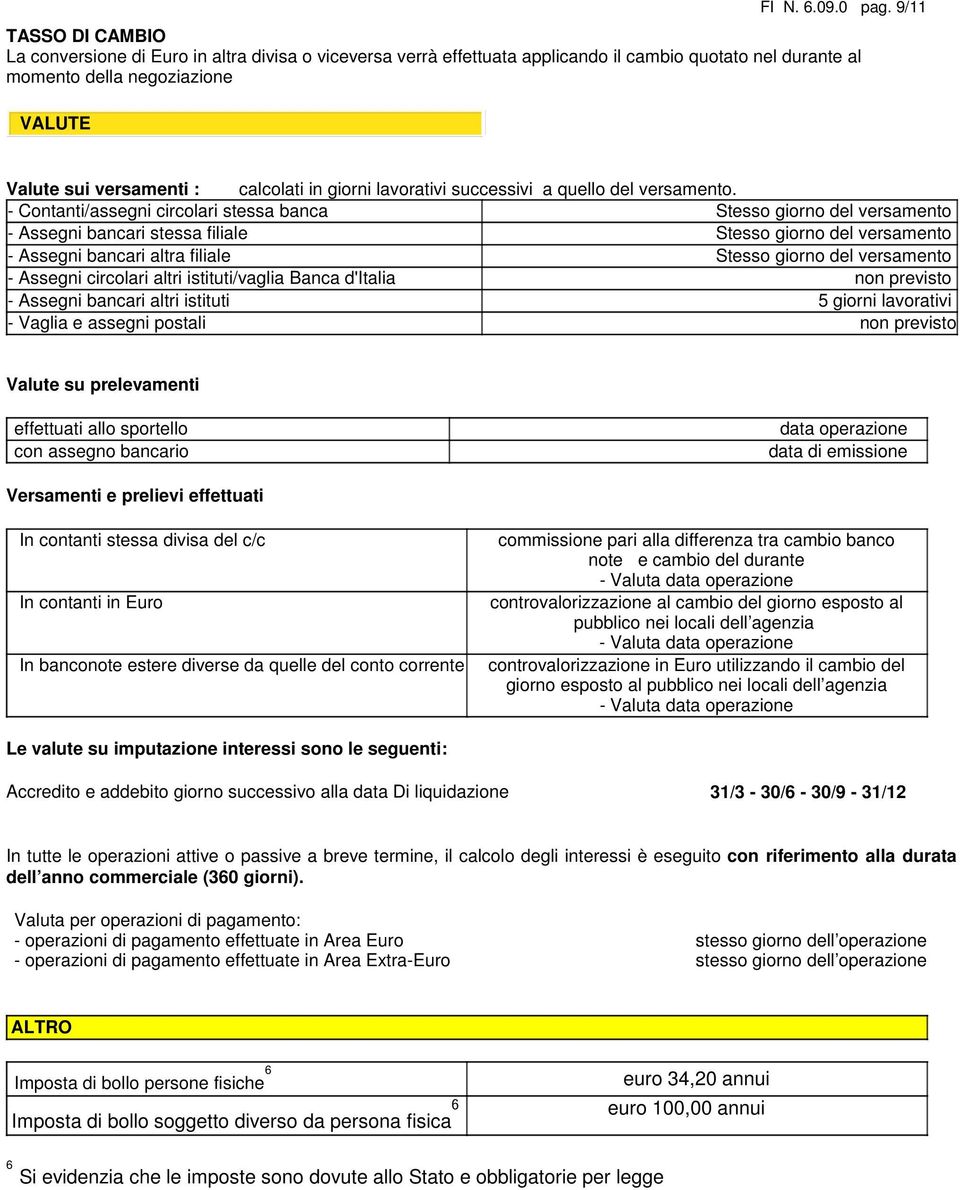 calcolati in giorni lavorativi successivi a quello del versamento.