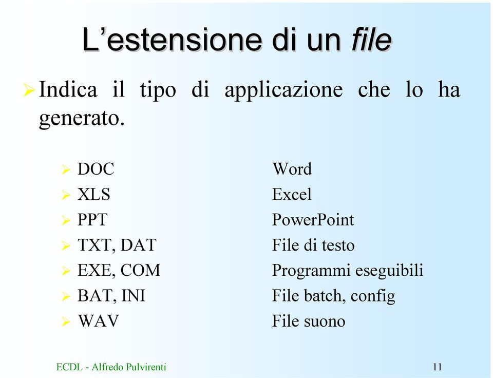 DOC XLS PPT TXT, DAT EXE, COM BAT, INI WAV Word Excel