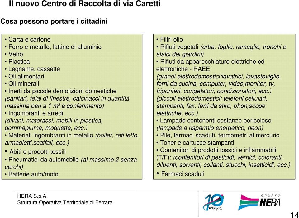 moquette, ecc.) Materiali ingombranti in metallo (boiler, reti letto, armadietti,scaffali, ecc.