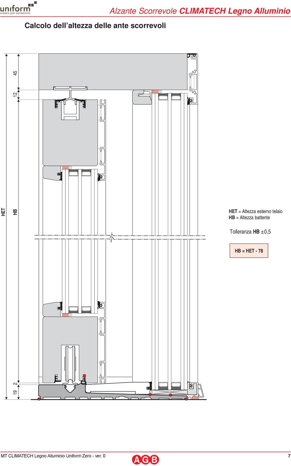 scorrevoli HET HB 12 45 HET = Altezza esterno