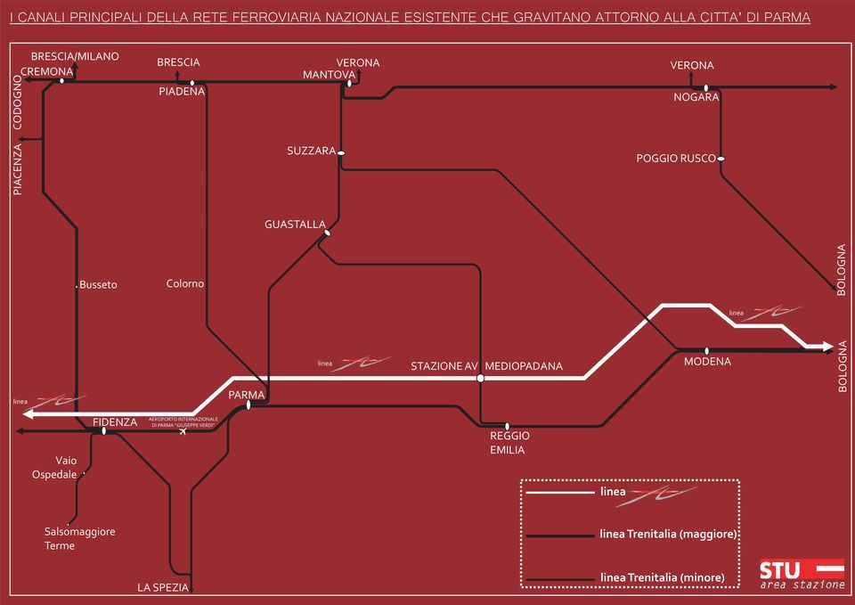 Busseto Colorno PARMA linea STAZIONE AV MEDIOPADANA MODENA linea BOLOGNA BOLOGNA Vaio Ospedale FIDENZA AEROPORTO