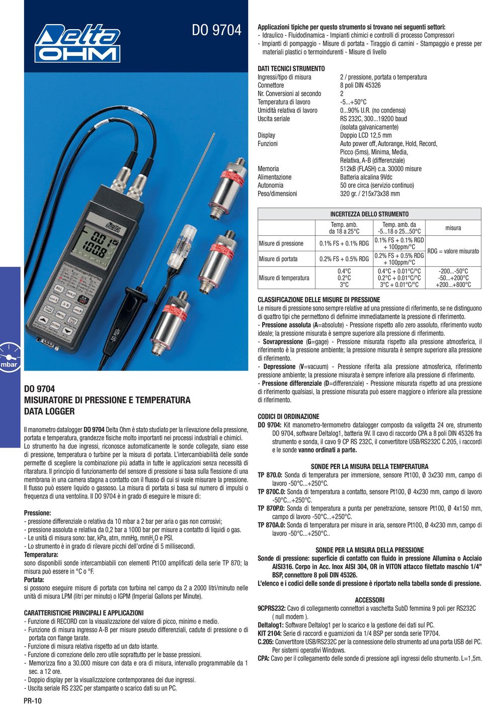 Connettore 8 poli DIN 45326 Nr. Conversioni al secondo 2 Temperatura di lavoro -5...50 C Umidità relativa di lavoro 0...90% U.R. (no condensa) Uscita seriale RS 232C, 300.