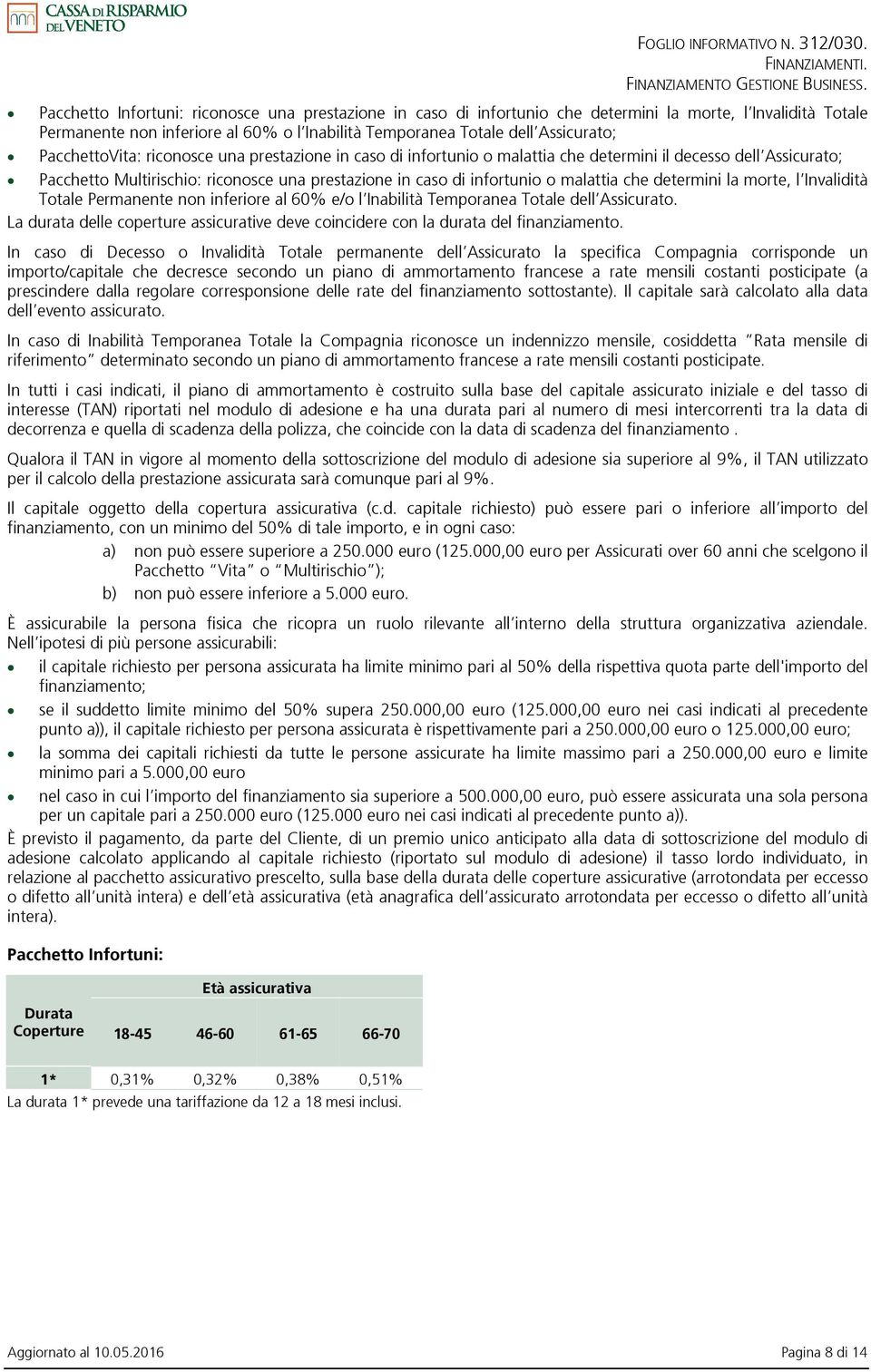 che determini la morte, l Invalidità Totale Permanente non inferiore al 60% e/o l Inabilità Temporanea Totale dell Assicurato.