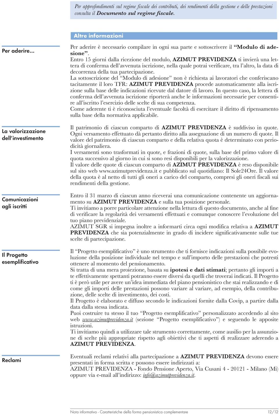 il Modulo di adesione.