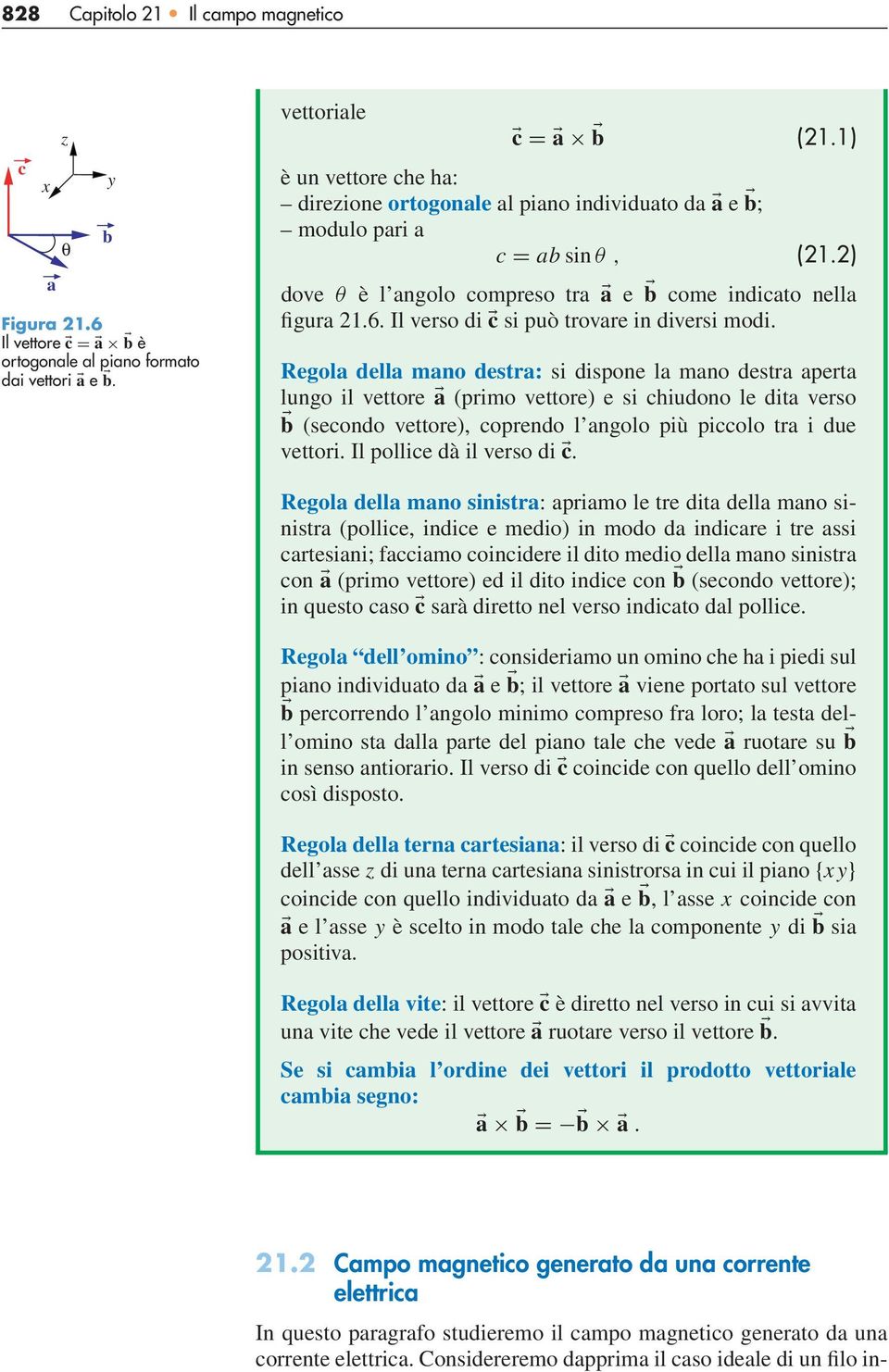 Regoa dea mano desta: s dspone a mano desta apeta ungo vettoe a (pmo vettoe) e s chudono e dta veso b (secondo vettoe), copendo angoo pù pccoo ta due vetto. I poce dà veso d c.