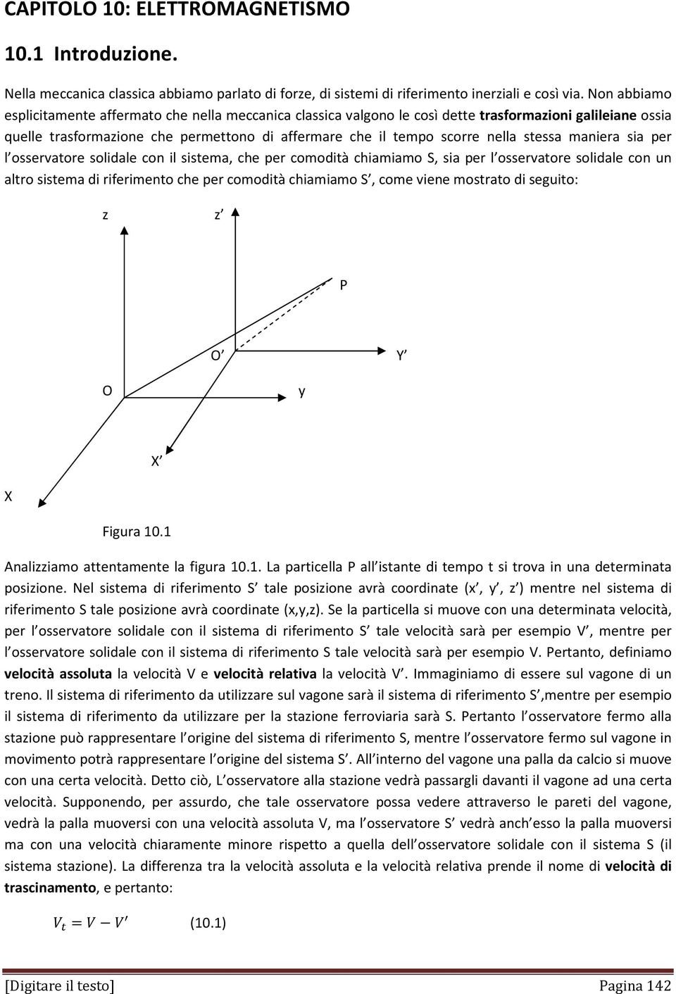 stessa maniera sia per l osservatore solidale con il sistema, che per comodità chiamiamo S, sia per l osservatore solidale con un altro sistema di riferimento che per comodità chiamiamo S, come viene