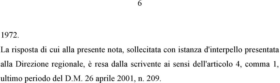 istanza d'interpello presentata alla Direzione