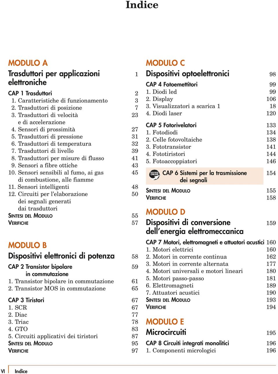 Sensori sensibili al fumo, ai gas 45 di combustione, alle fiamme 11. Sensori intelligenti 48 12.