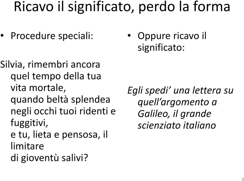 fuggitivi, e tu, lieta e pensosa, il limitare di gioventù salivi?