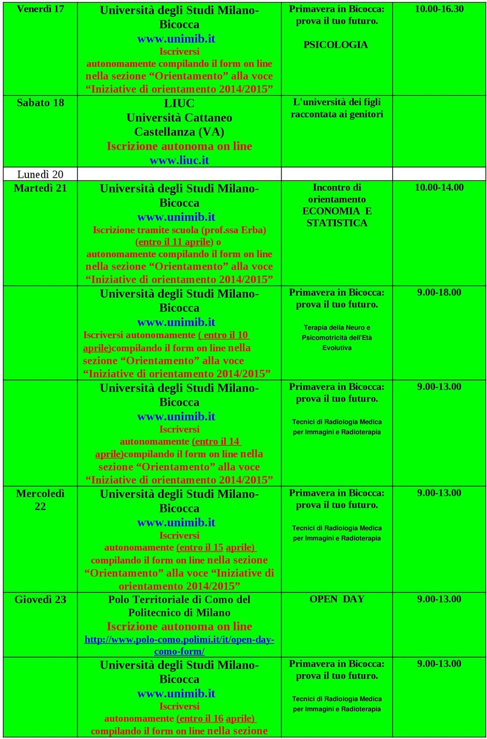 orientamento 2014/2015 Polo Territoriale di Como del Politecnico di Iscrizione autonoma on line http://www.polo-como.polimi.