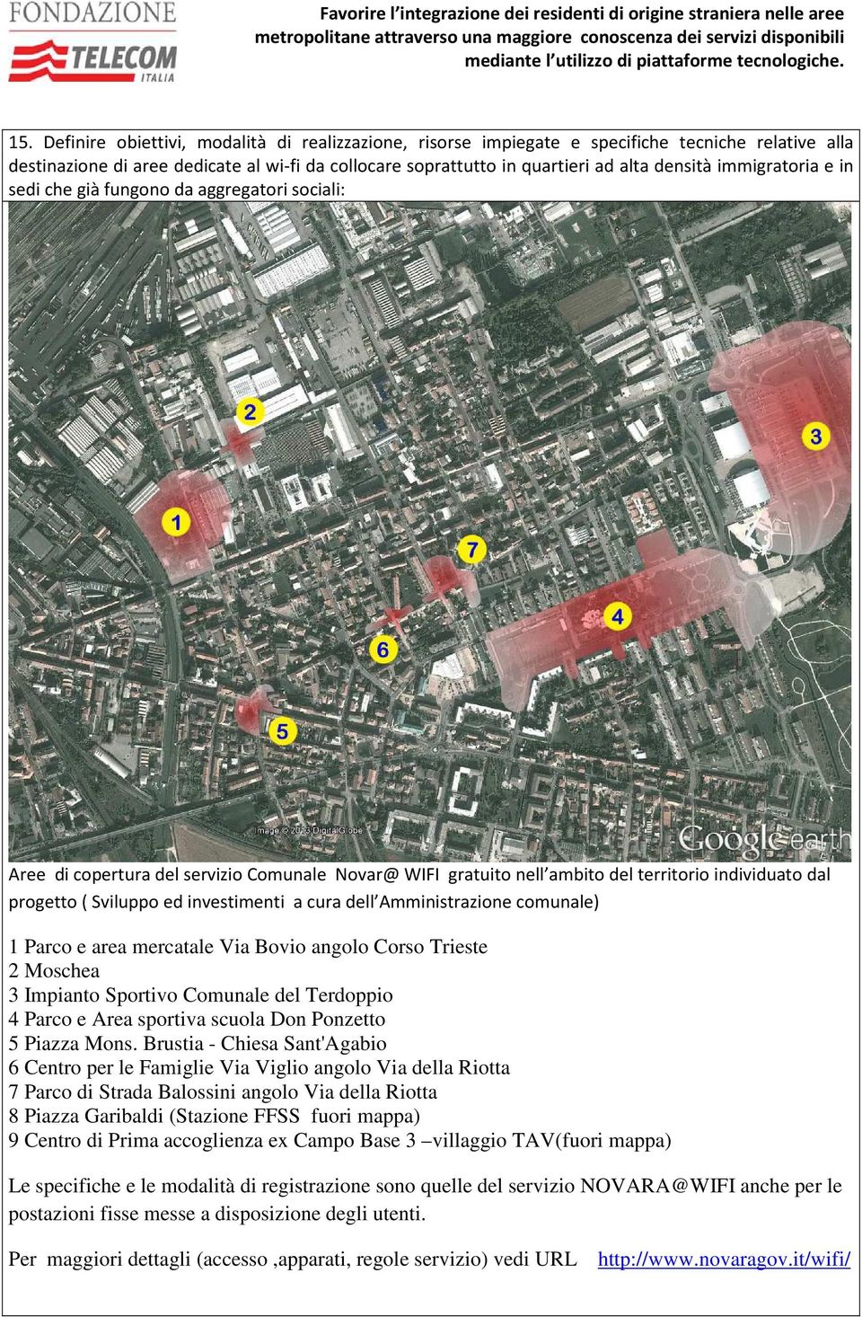 investimenti a cura dell Amministrazione comunale) 1 Parco e area mercatale Via Bovio angolo Corso Trieste 2 Moschea 3 Impianto Sportivo Comunale del Terdoppio 4 Parco e Area sportiva scuola Don