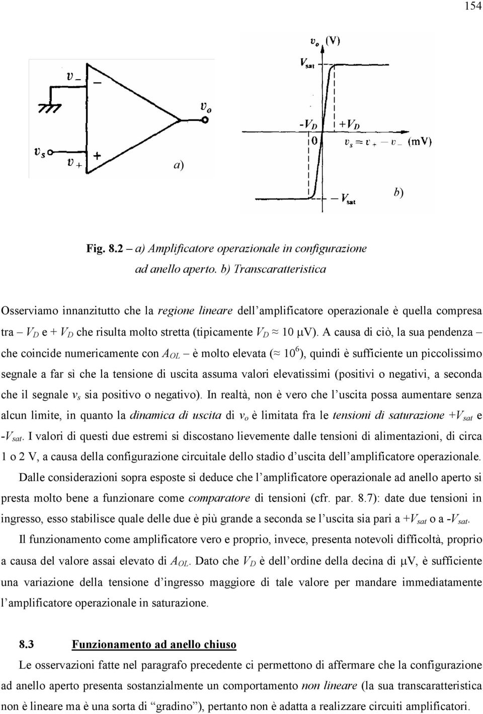 A causa di ciò, la sua pendenza che coincide numericamente con A OL è molto elevata ( 10 6 ), quindi è sufficiente un piccolissimo segnale a far sì che la tensione di uscita assuma valori