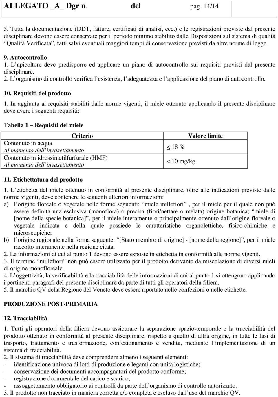 maggiori tempi di conservazione previsti da altre norme di legge. 9. Autocontrollo 1.