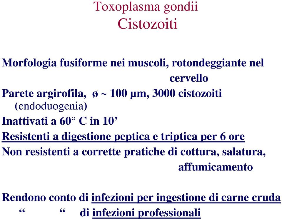 Resistenti a digestione peptica e triptica per 6 ore Non resistenti a corrette pratiche di