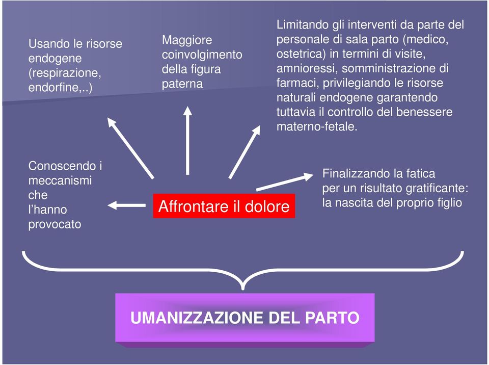 in termini di visite, amnioressi, somministrazione di farmaci, privilegiando le risorse naturali endogene garantendo tuttavia il