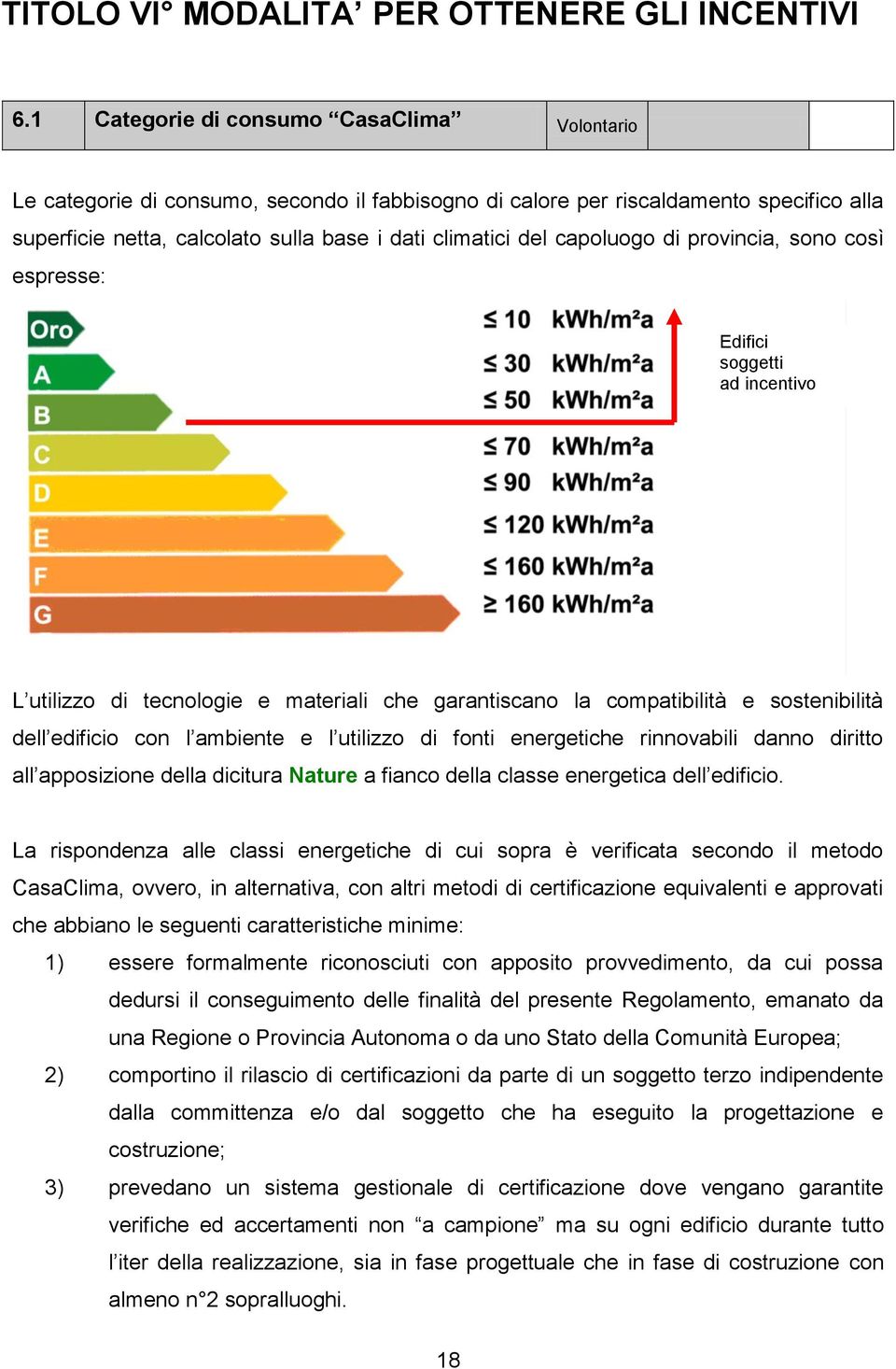 capoluogo di provincia, sono così espresse: Edifici soggetti ad incentivo L utilizzo di tecnologie e materiali che garantiscano la compatibilità e sostenibilità dell edificio con l ambiente e l