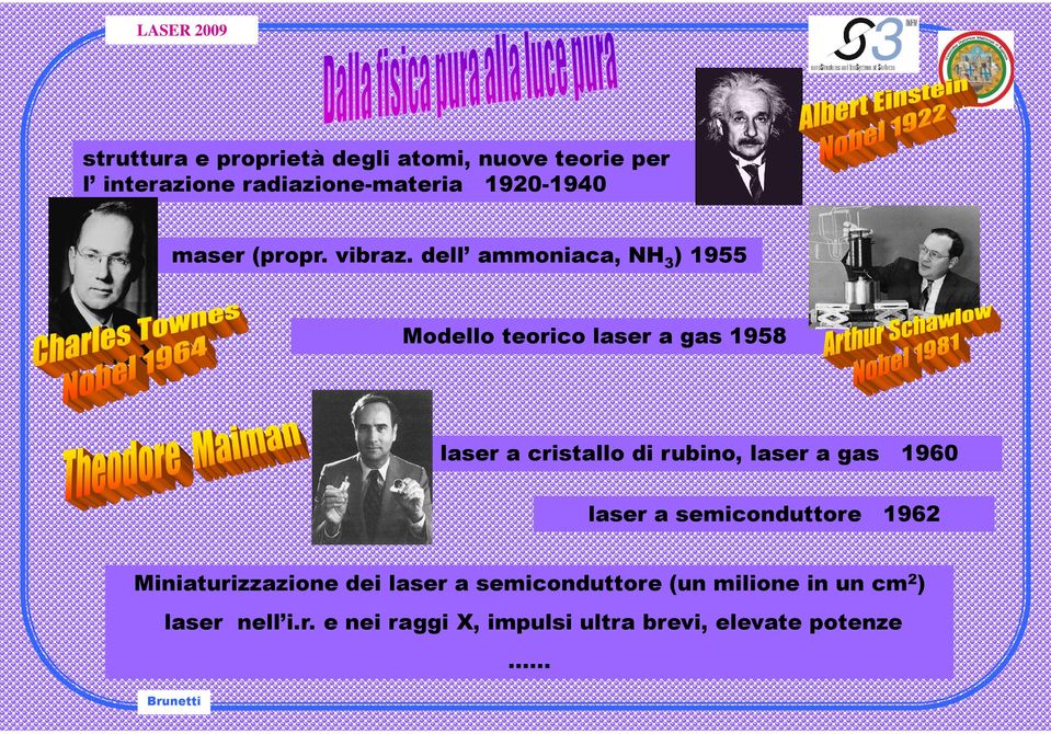 dell ammoniaca, NH 3 ) 1955 Modello teorico laser a gas 1958 laser a cristallo di rubino, laser a