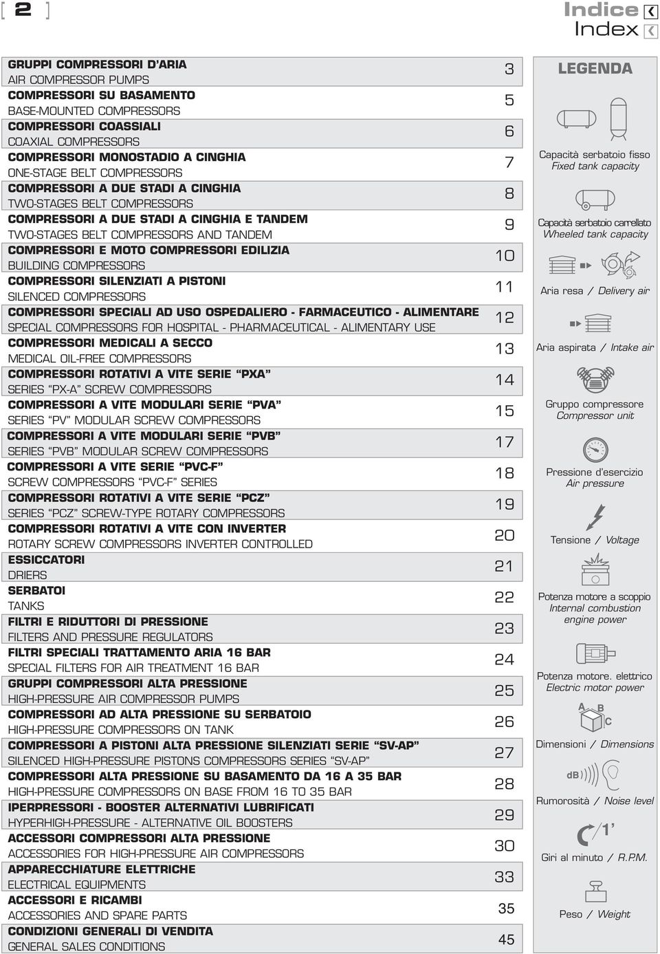 COMPRESSORI EDILIZIA BUILDING COMPRESSORS COMPRESSORI SILENZIATI A PISTONI SILENCED COMPRESSORS COMPRESSORI SPECIALI AD USO OSPEDALIERO - FARMACEUTICO - ALIMENTARE SPECIAL COMPRESSORS FOR HOSPITAL -