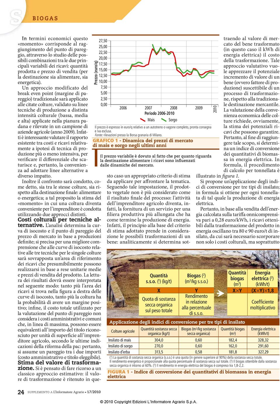 Un approccio modificato del break even point (margine di pareggio) tradizionale sarà applicato alle citate colture, validato su linee tecniche di produzione a distinta intensità colturale (bassa,