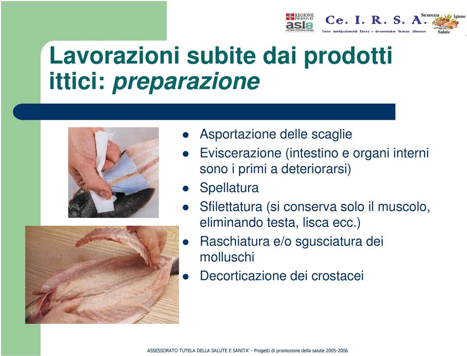 deteriorarsi) Spellatura Sfilettatura (si conserva solo il muscolo,