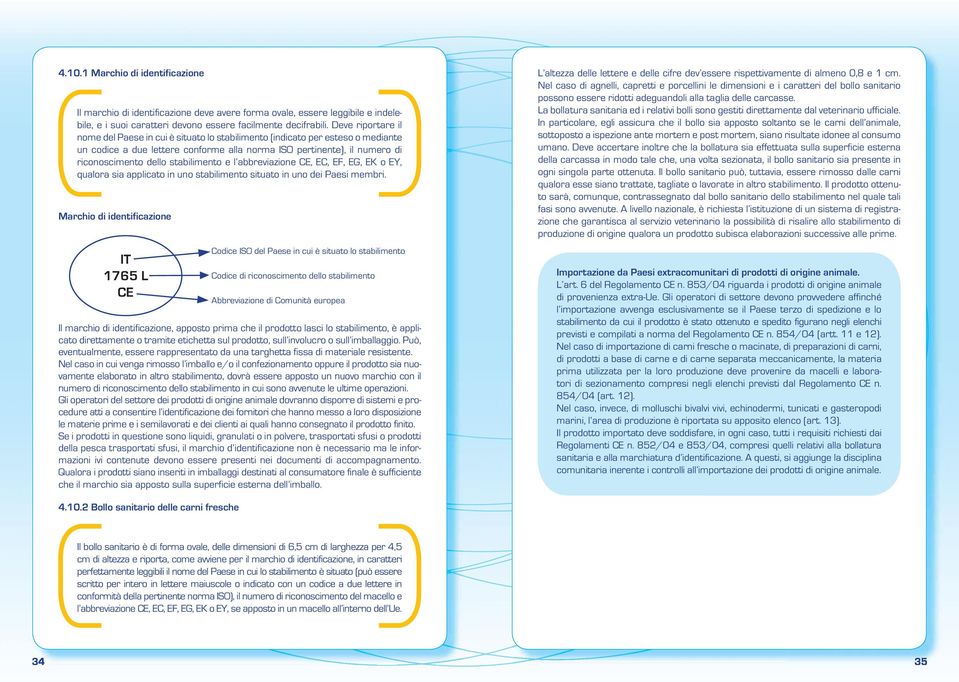 stabilimento e l abbreviazione CE, EC, EF, EG, EK o EY, qualora sia applicato in uno stabilimento situato in uno dei Paesi membri.