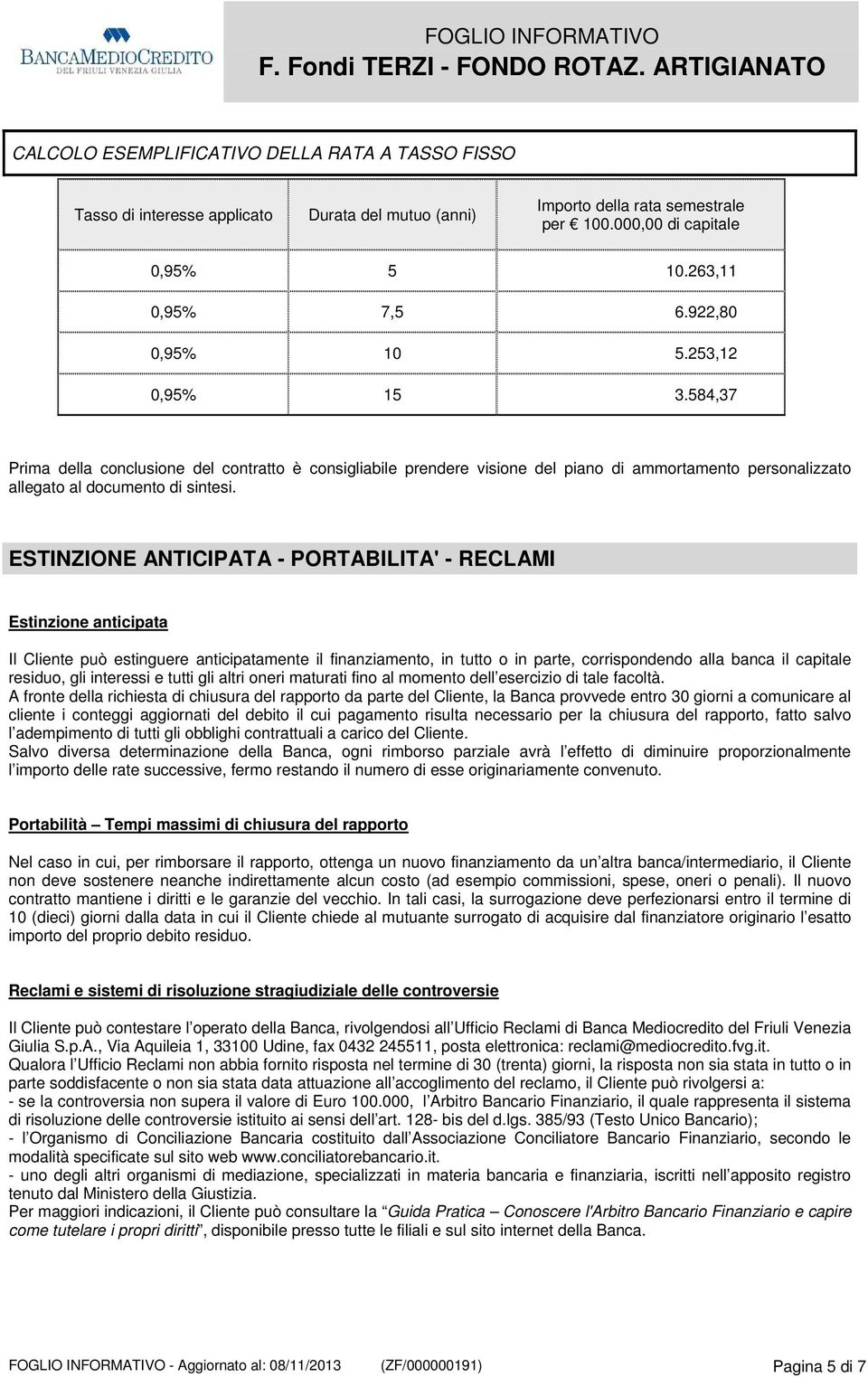 ESTINZIONE ANTICIPATA - PORTABILITA' - RECLAMI Estinzione anticipata Il Cliente può estinguere anticipatamente il finanziamento, in tutto o in parte, corrispondendo alla banca il capitale residuo,