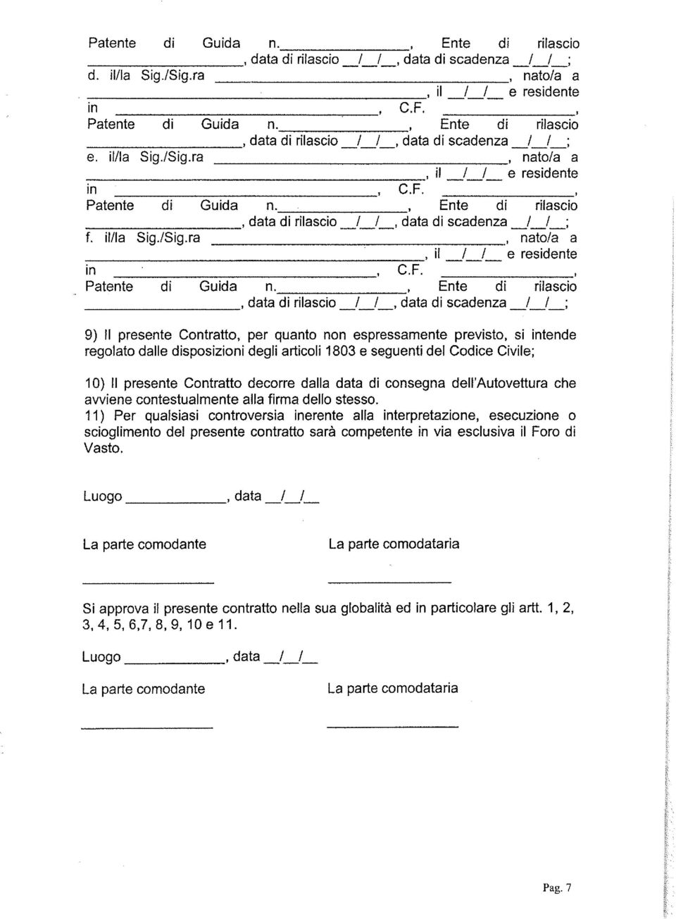 data di rilascio _1_1_, data di scadenza _1_1_; f. il/la Sig./Sig.ra, nato/a a, il _1_1_ e residente In C.F.