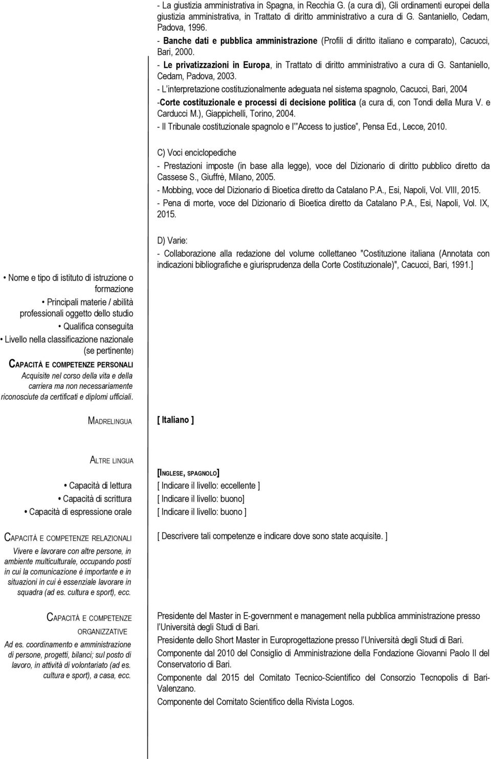 - Le privatizzazioni in Europa, in Trattato di diritto amministrativo a cura di G. Santaniello, Cedam, Padova, 2003.