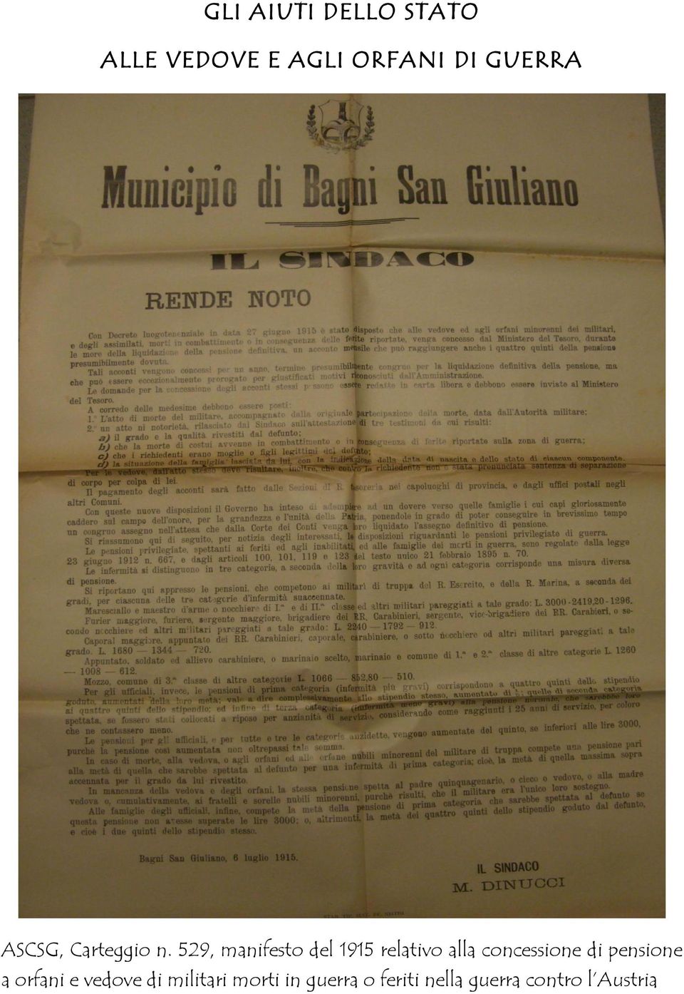 529, manifesto del 1915 relativo alla concessione di