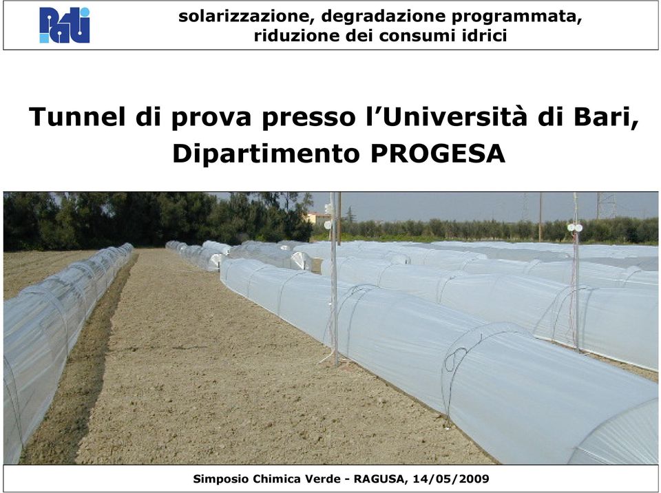 consumi idrici Tunnel di prova