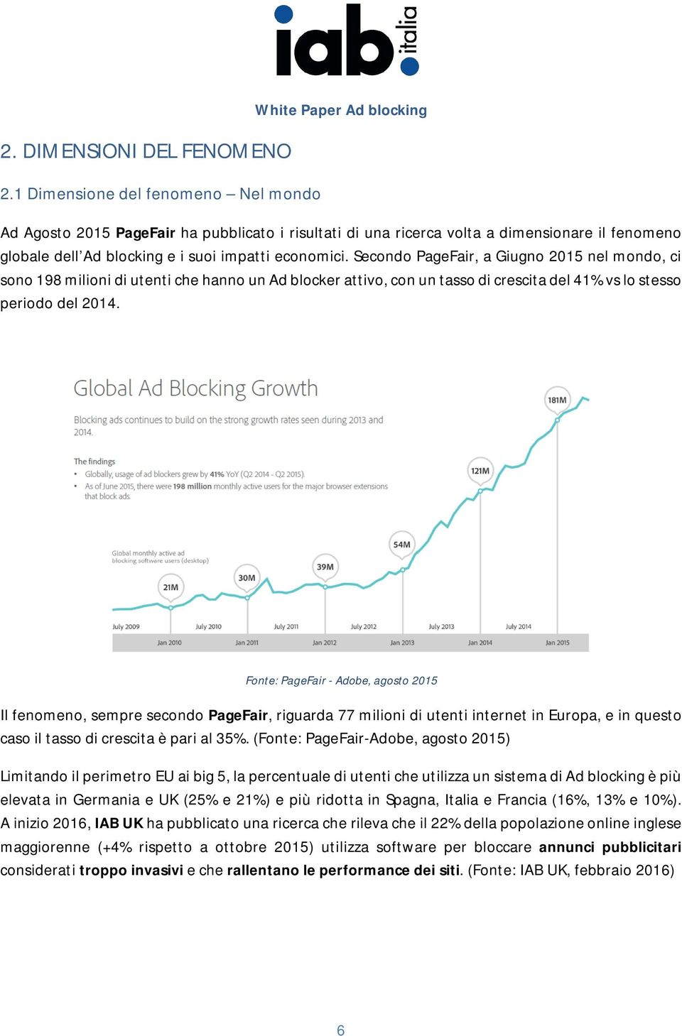 economici. Secondo PageFair, a Giugno 2015 nel mondo, ci sono 198 milioni di utenti che hanno un Ad blocker attivo, con un tasso di crescita del 41% vs lo stesso periodo del 2014.