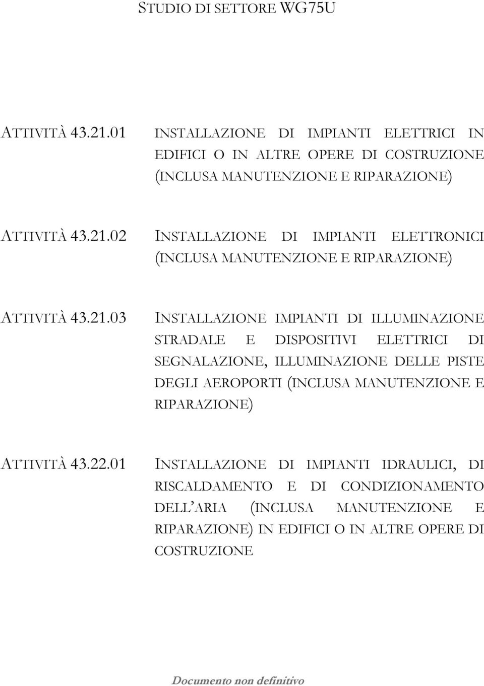 02 INSTALLAZIONE DI IMPIANTI ELETTRONICI (INCLUSA MANUTENZIONE E RIPARAZIONE) ATTIVITÀ 43.21.