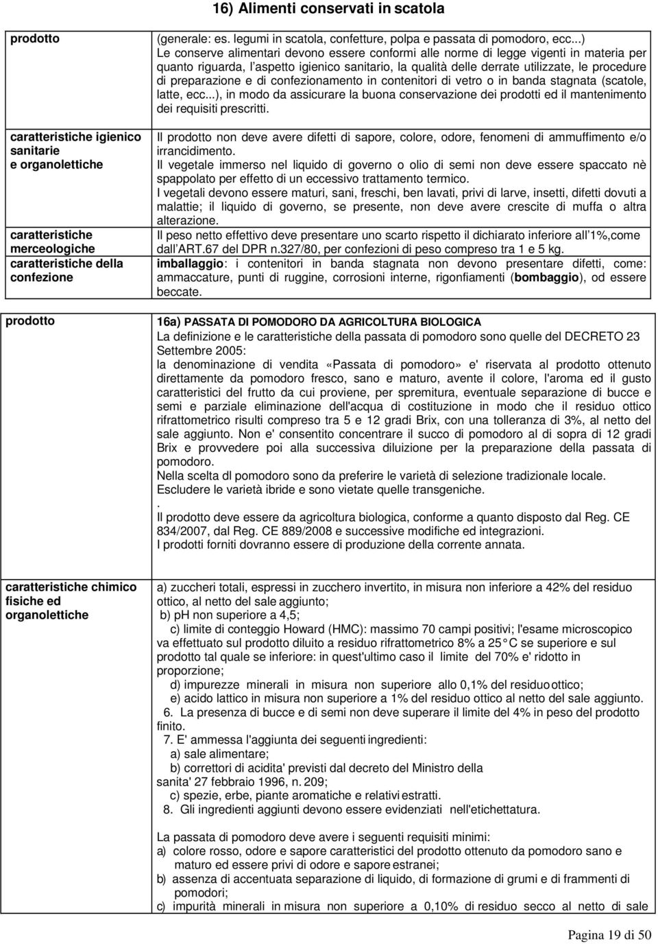 preparazione e di confezionamento in contenitori di vetro o in banda stagnata (scatole, latte, ecc.