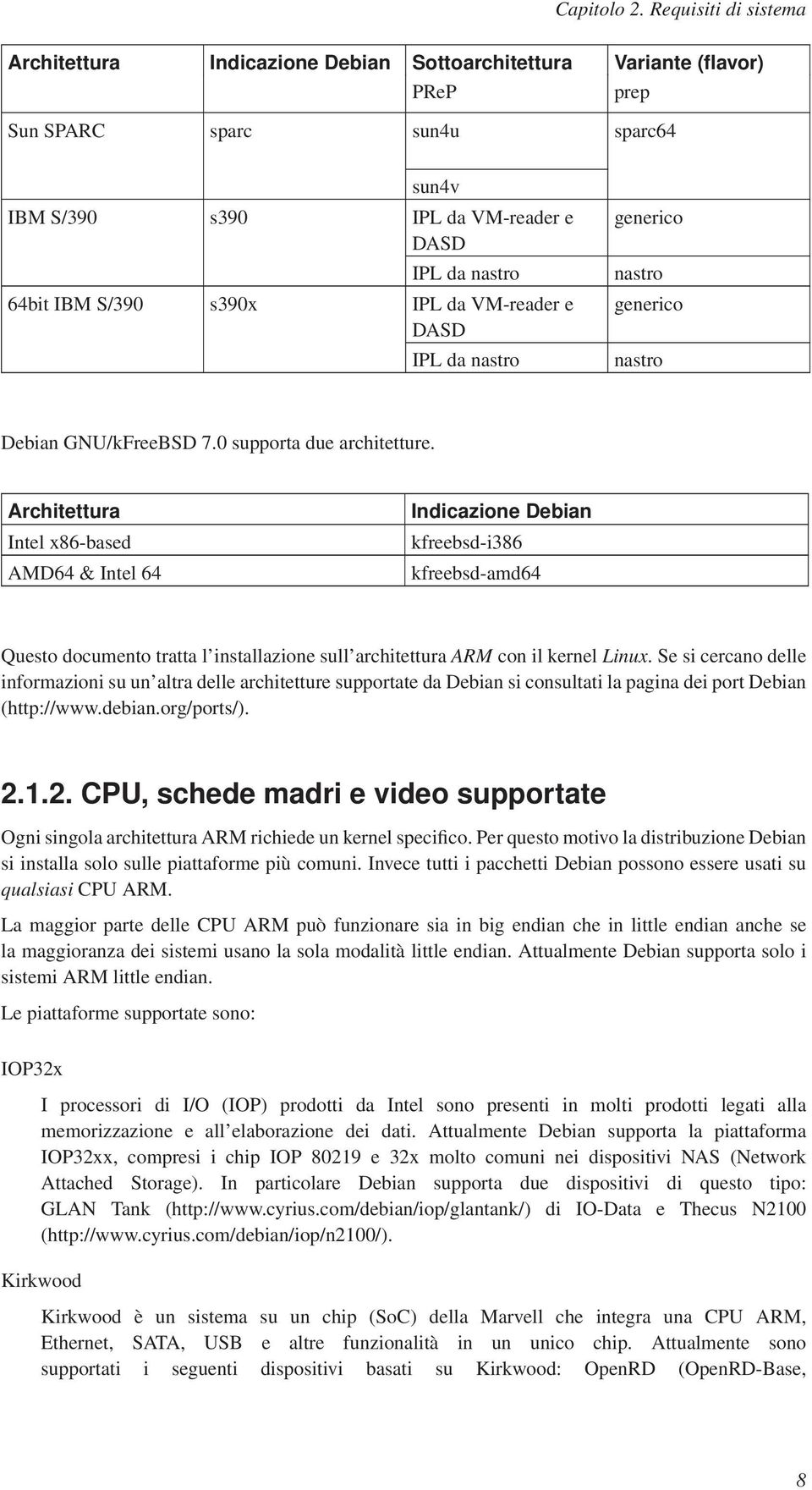 S/390 s390x IPL da VM-reader e DASD IPL da nastro generico nastro generico nastro Debian GNU/kFreeBSD 7.0 supporta due architetture.