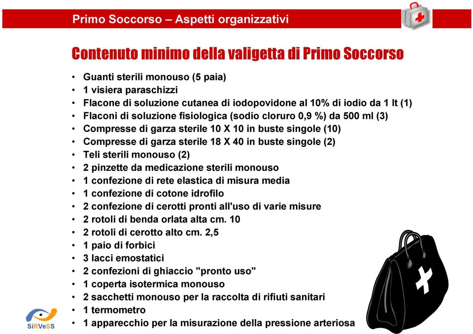 medicazione sterili monouso 1 confezione di rete elastica di misura media 1 confezione di cotone idrofilo 2 confezione di cerotti pronti all'uso di varie misure 2 rotoli di benda orlata alta cm.