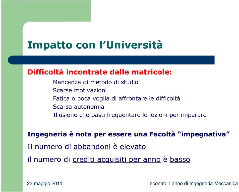 Illusione che basti frequentare le lezioni per imparare Ingegneria è nota per essere una