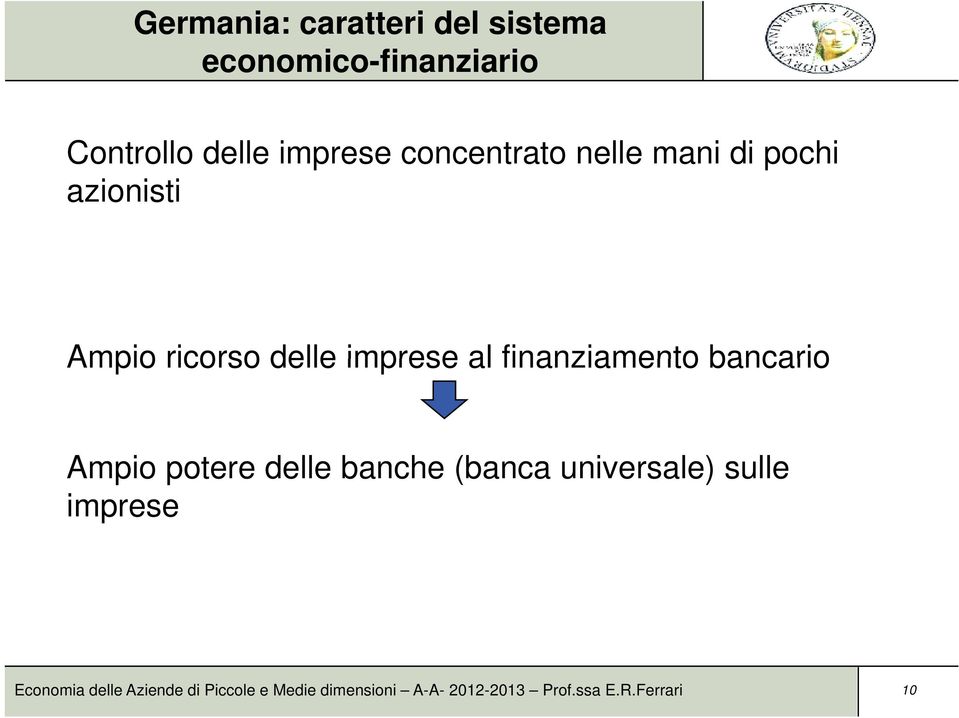 finanziamento bancario Ampio potere delle banche (banca universale) sulle imprese