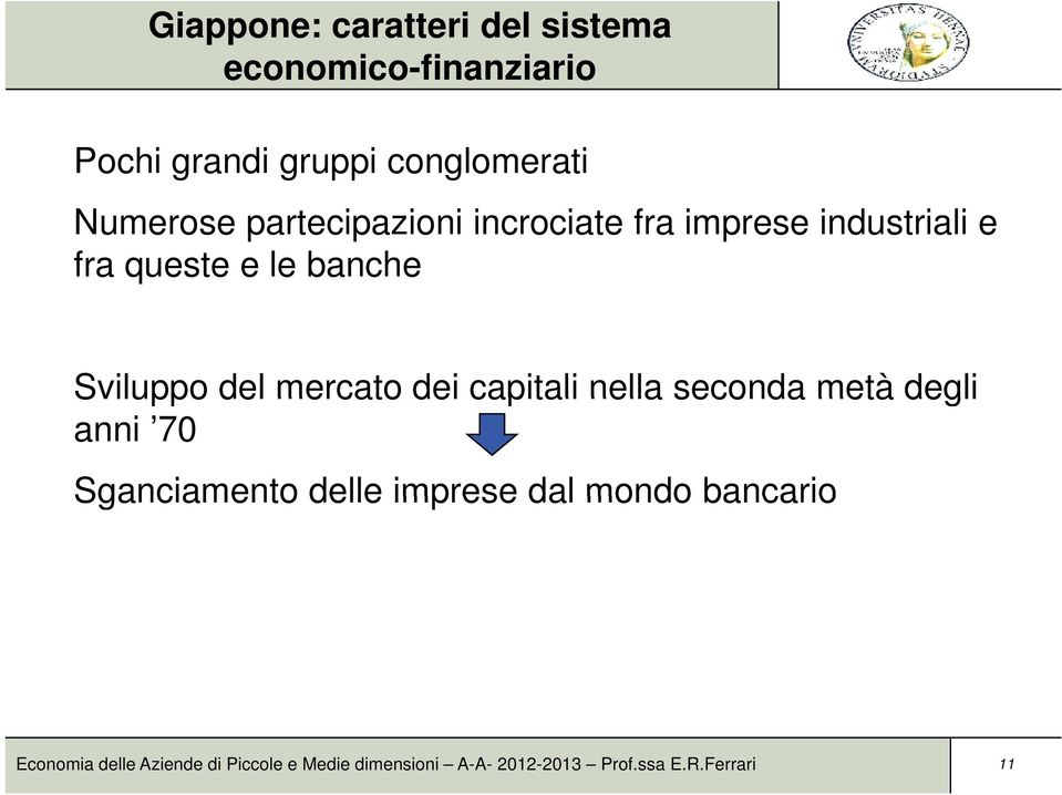 del mercato dei capitali nella seconda metà degli anni 70 Sganciamento delle imprese dal